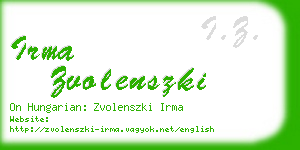 irma zvolenszki business card